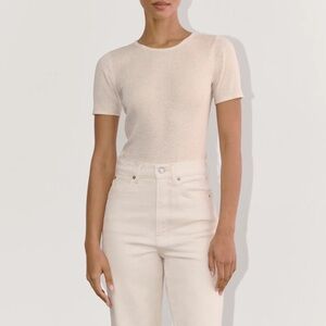 Everlane THE LUXE RIB CREW top heatherd oat